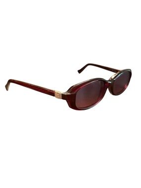 Fendi 90s Burgundy Oval Sunglasses with Gold Accents